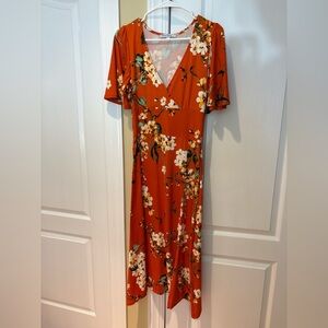 Velvet Torch Orange Floral Maxi Dress